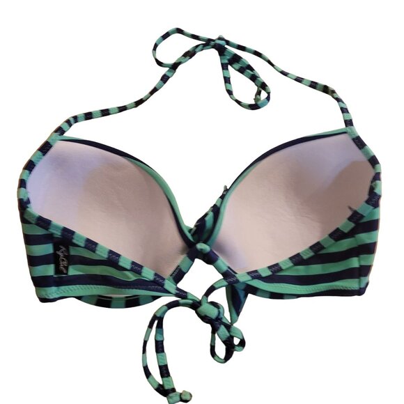 Rip Curl Women's Medium Striped Bikini 2-Piece Blue/Green Halter Top Underwire - Picture 3 of 6